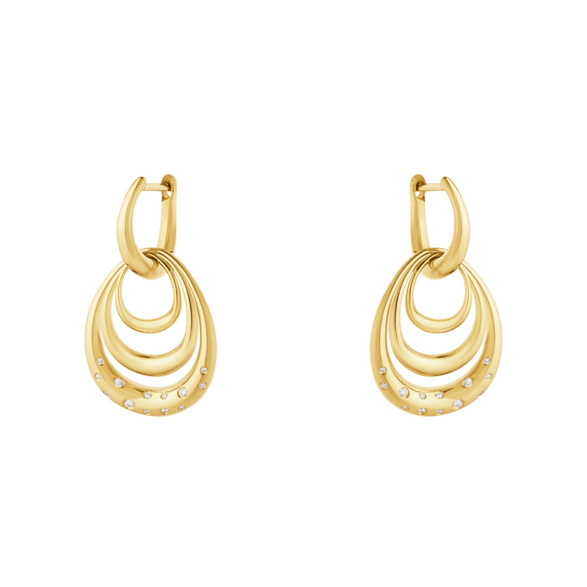 Georg Jensen Offspring øreringe i guld med diamanter set fra siden