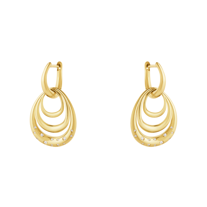 Georg Jensen Offspring øreringe i guld med diamanter set fra siden