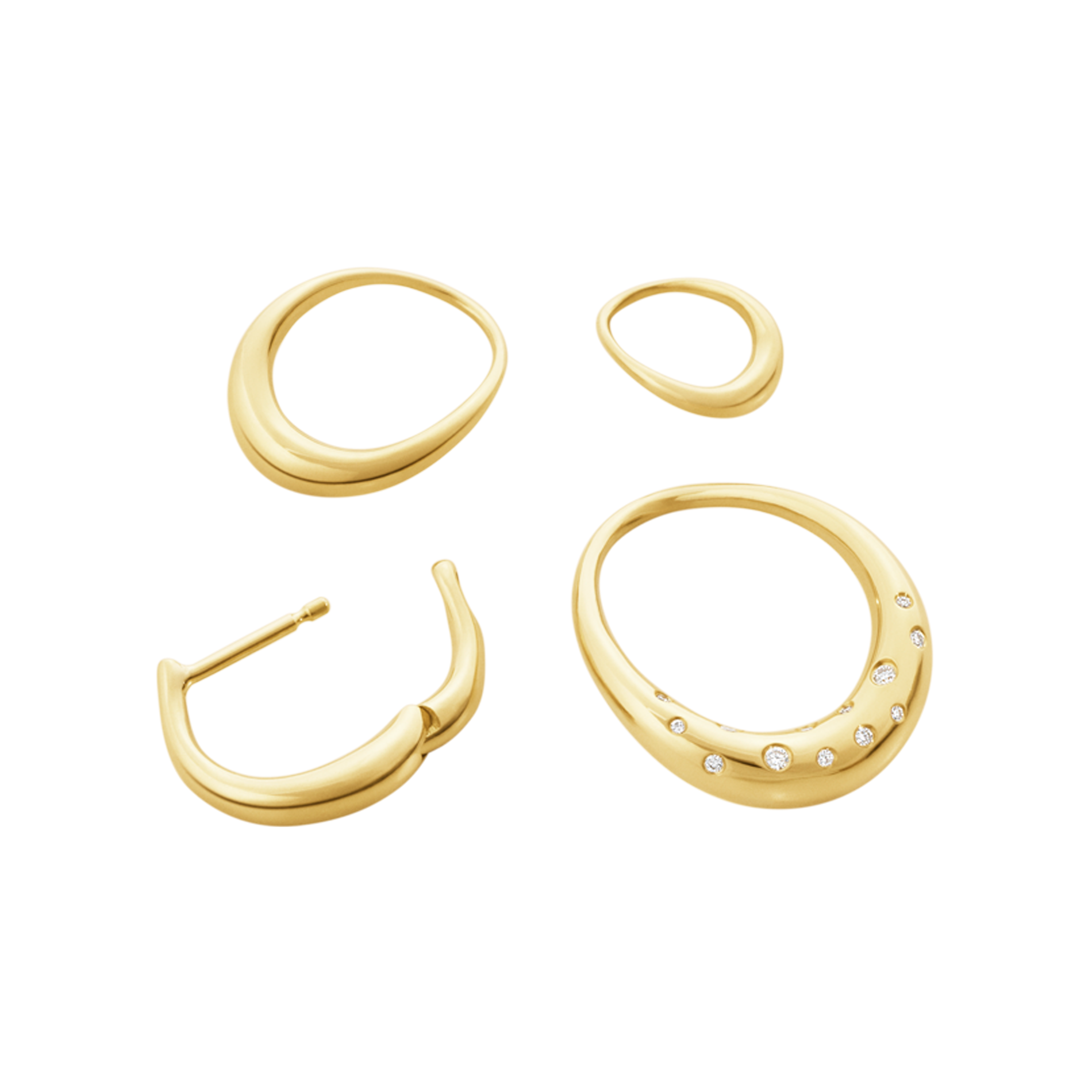 Georg Jensen Offspring øreringe i 18 karat guld med diamanter og aftagelige dele