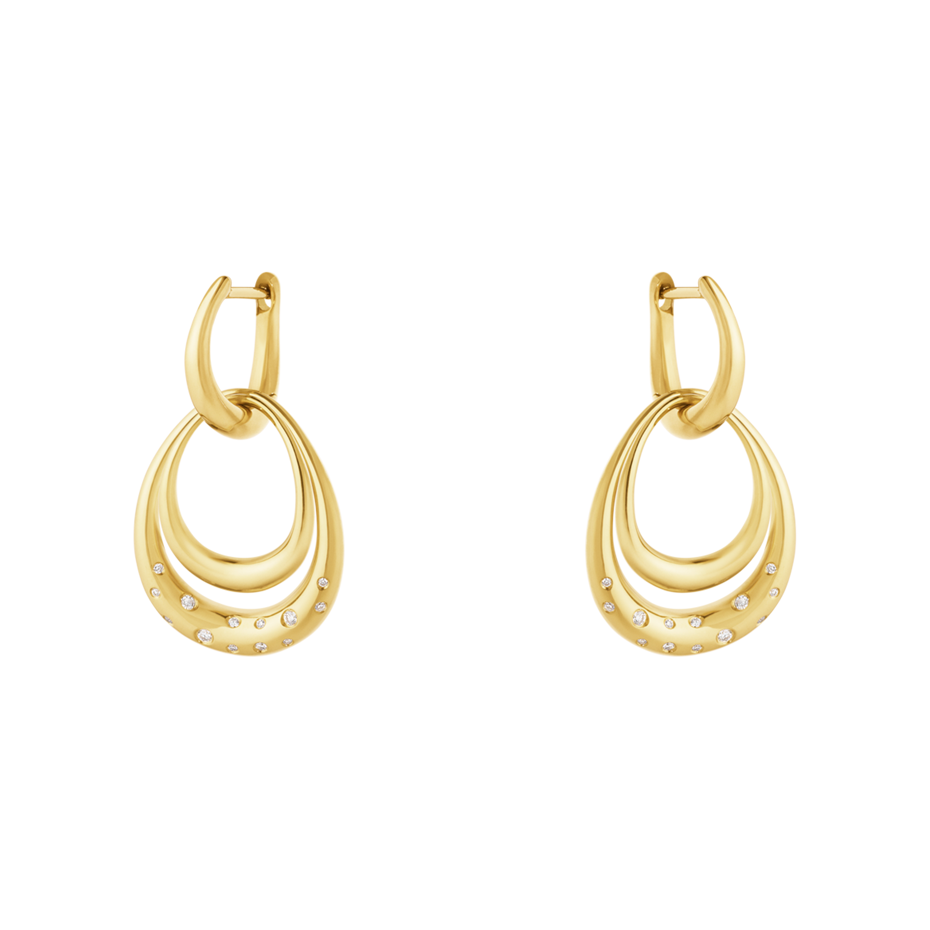 Georg Jensen Offspring øreringe i 18 kt. guld med aftagelige led og diamanter