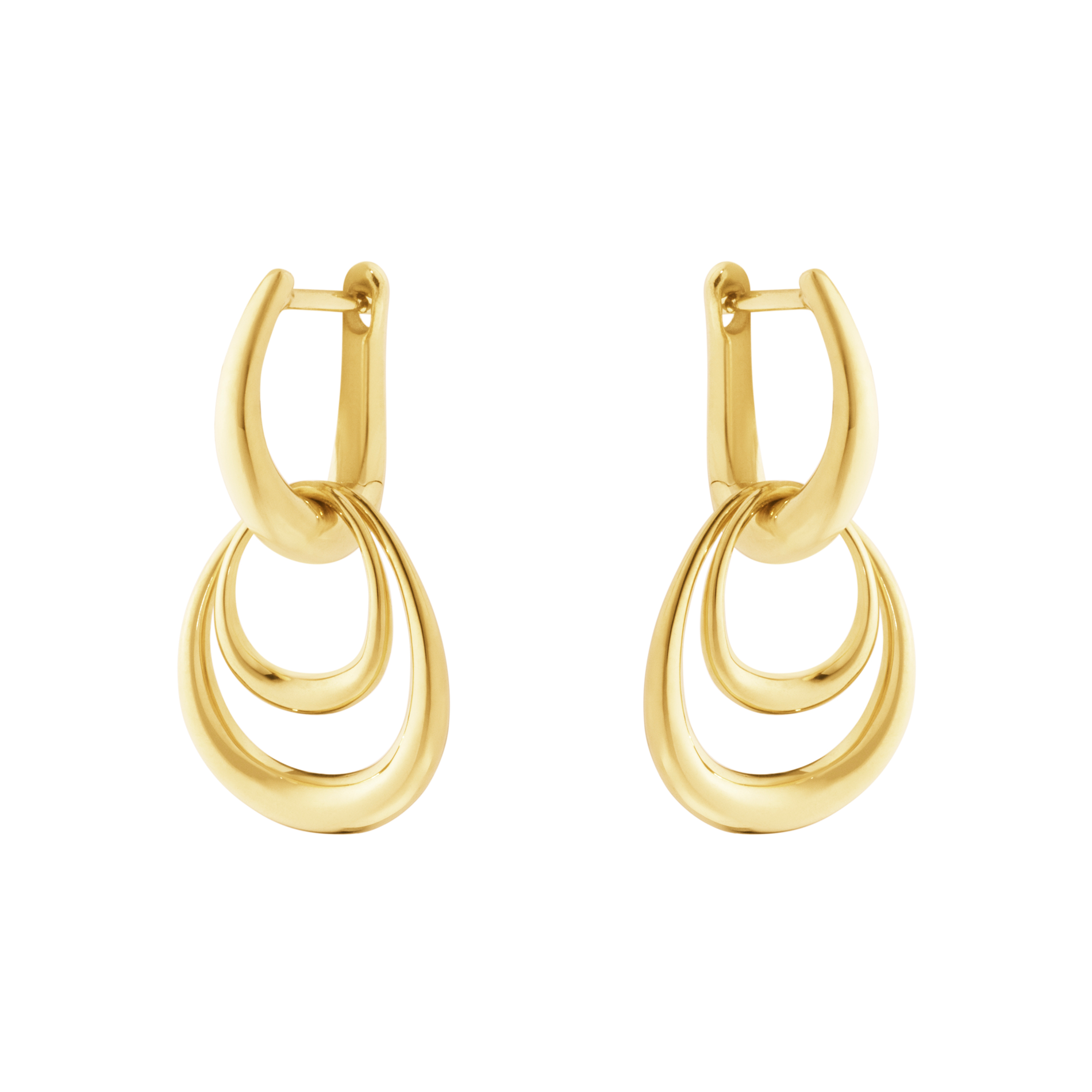 Georg Jensen Offspring små øreringe i 18 karat guld set forfra