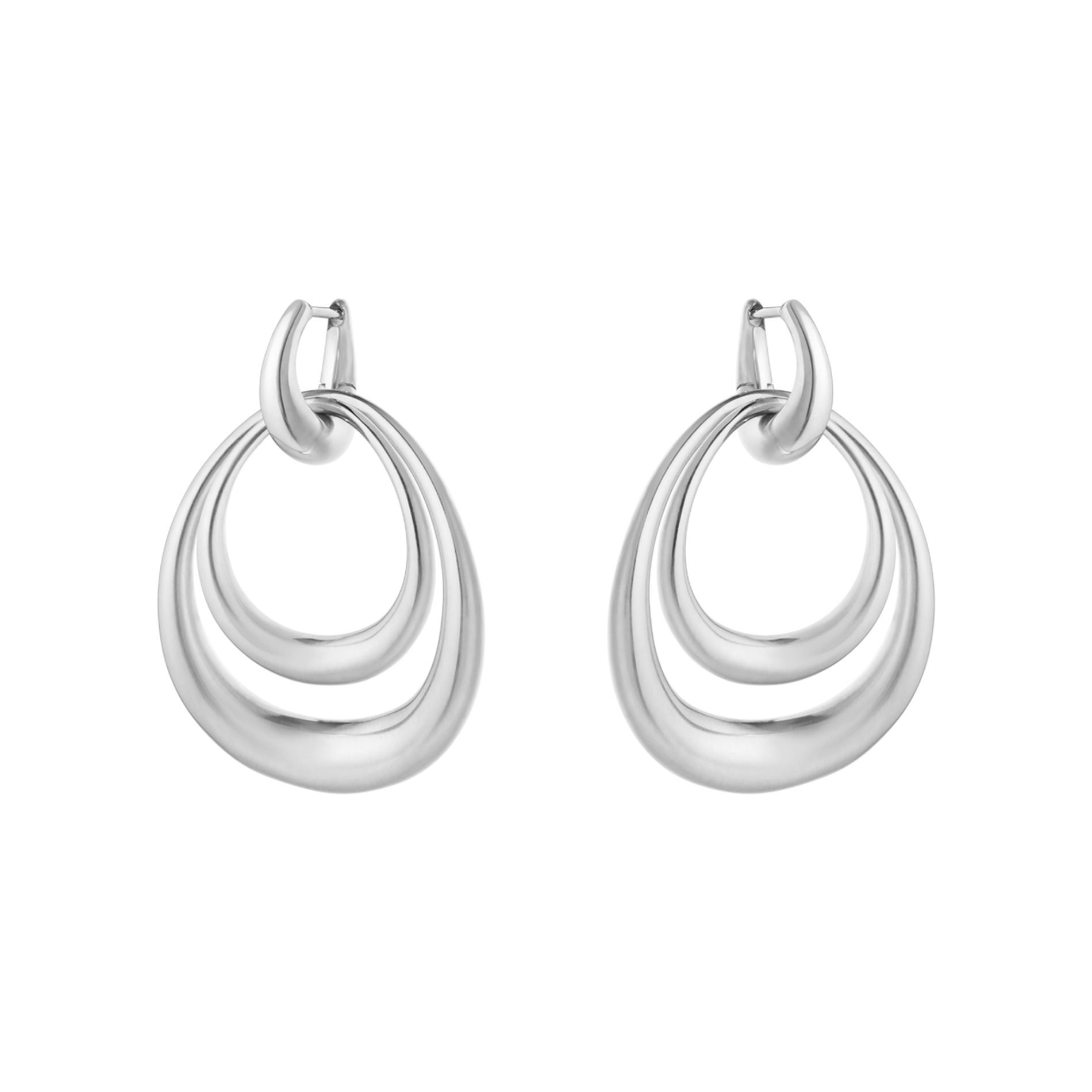 Georg Jensen Offspring store øreringe i 925 sterlingsølv med tre organiske ringe