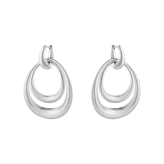 Georg Jensen Offspring store øreringe i 925 sterlingsølv med tre organiske ringe