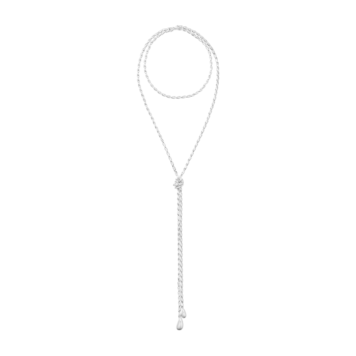 Lang Georg Jensen Reflect Lariat-halskæde i 925 sterlingsølv