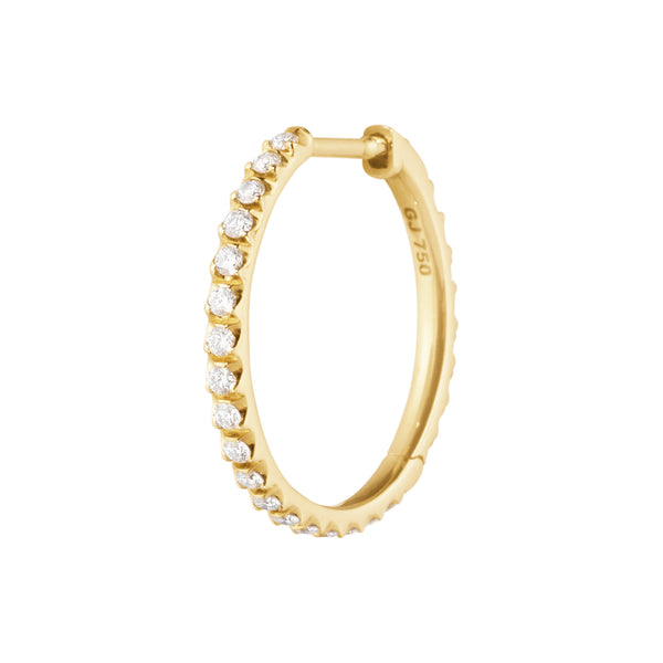 Georg Jensen Signature Diamonds stor creol i 18 karat guld med diamanter