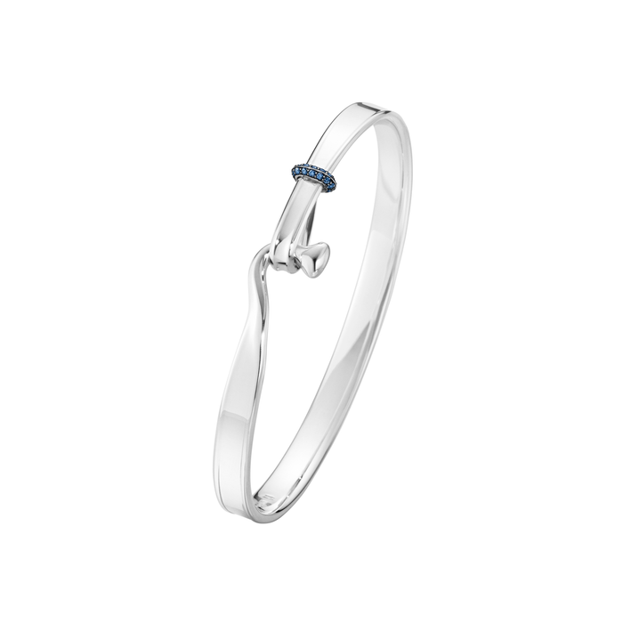 Georg Jensen Torun armring i 925 sterlingsølv med blå safir