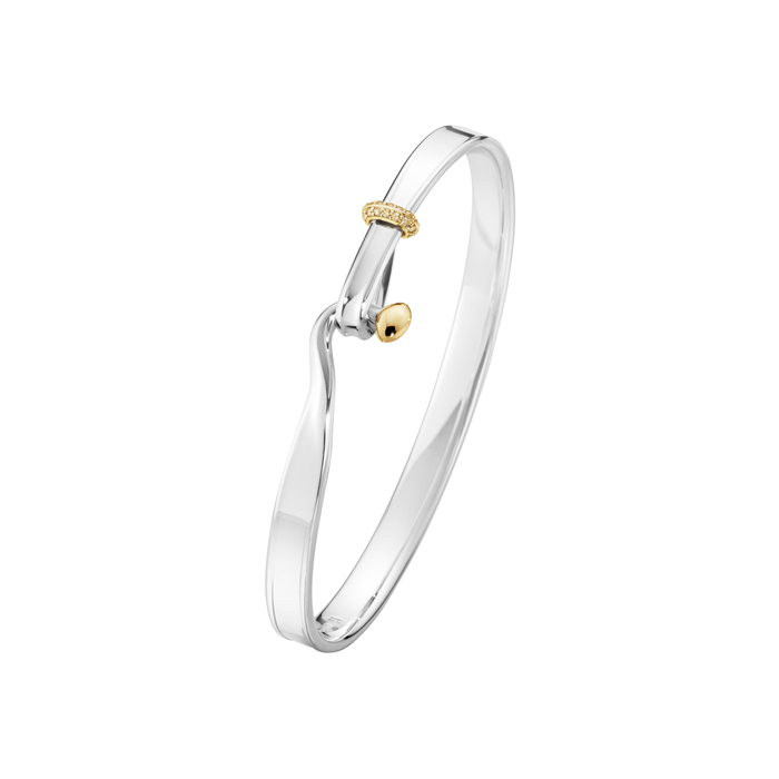 Georg Jensen Torun armring i 925 sterlingsølv og 18 karat guld med champagnefarvet diamant 0,08 ct