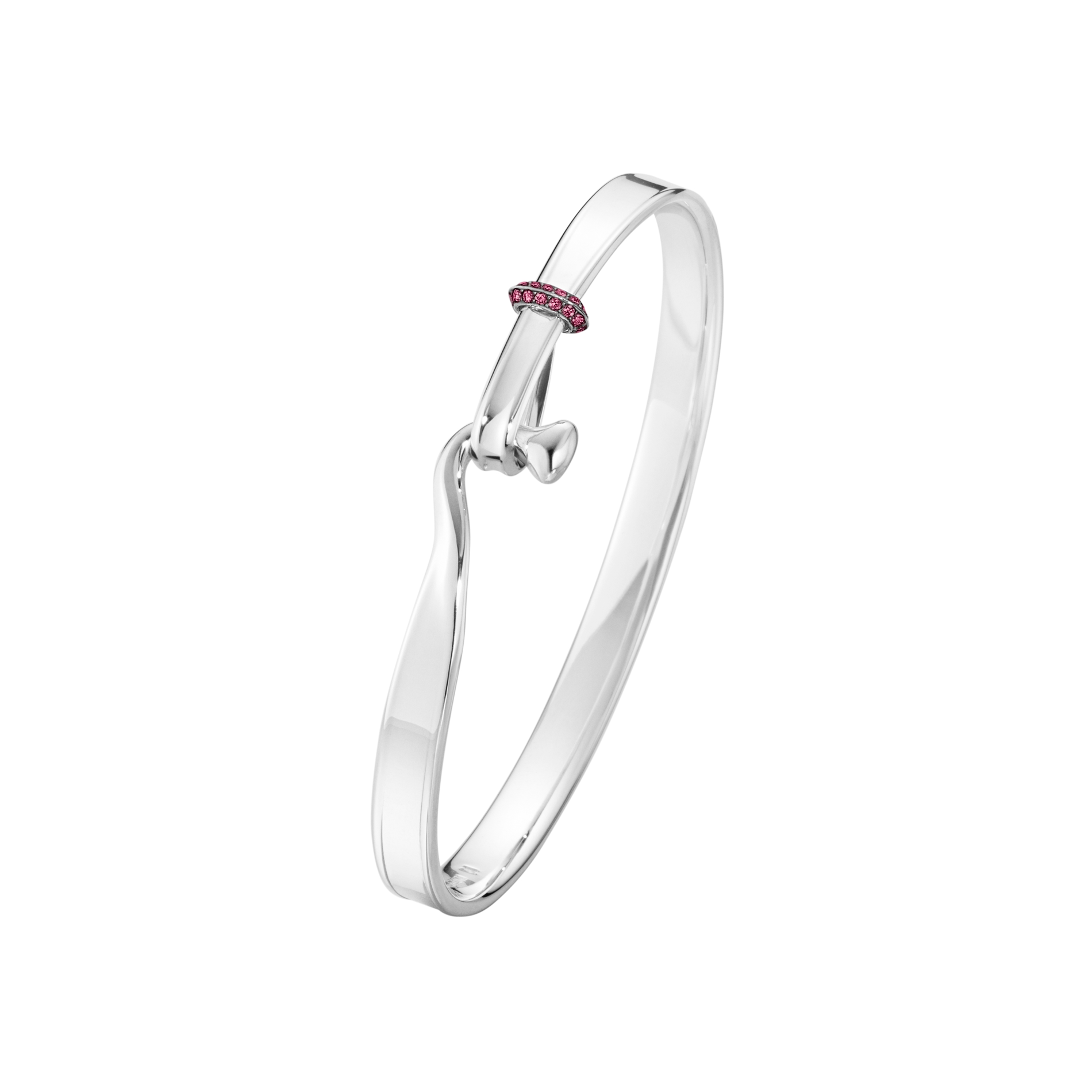 Georg Jensen Torun armring i 925 sterlingsølv med lyserød safir