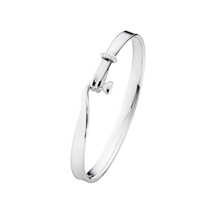 Georg Jensen Torun armring i sterlingsølv med pavéindfattede brillantslebne diamanter