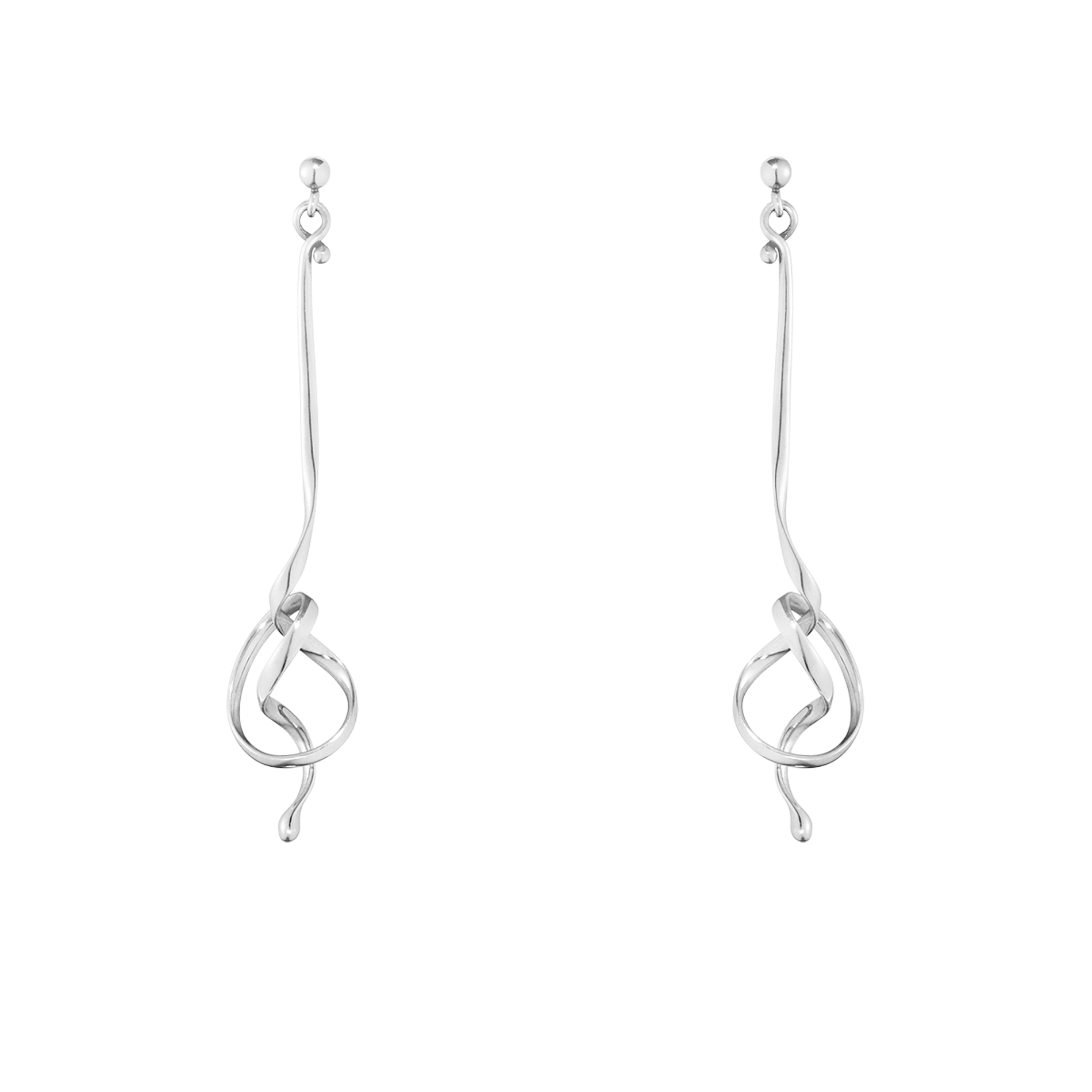 Georg Jensen Torun øreringe i 925 sterlingsølv med langt, organisk design