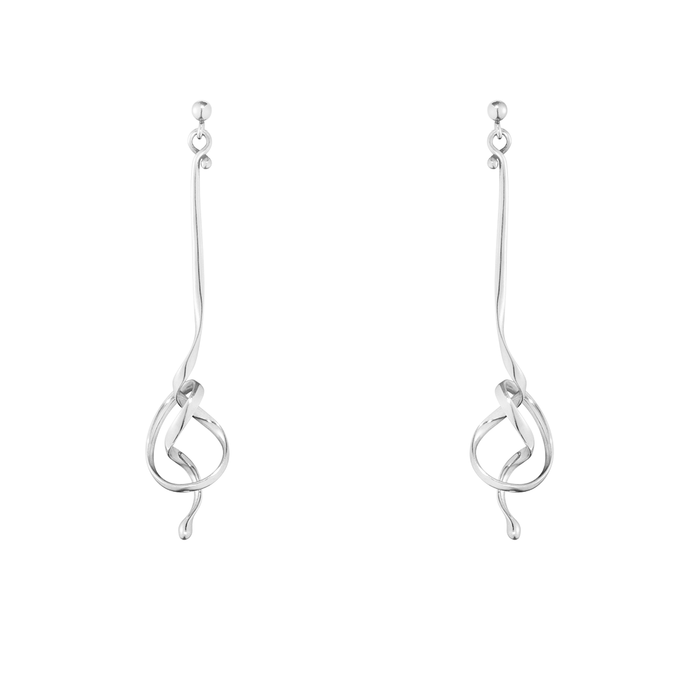Georg Jensen Torun øreringe i 925 sterlingsølv med langt, organisk design