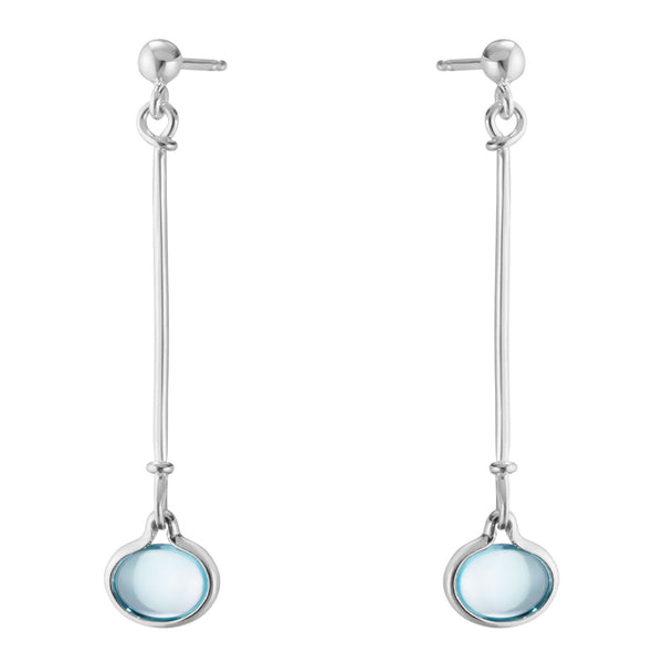 Georg Jensen Torun øreringe i sterlingsølv med blå topas, 47 mm