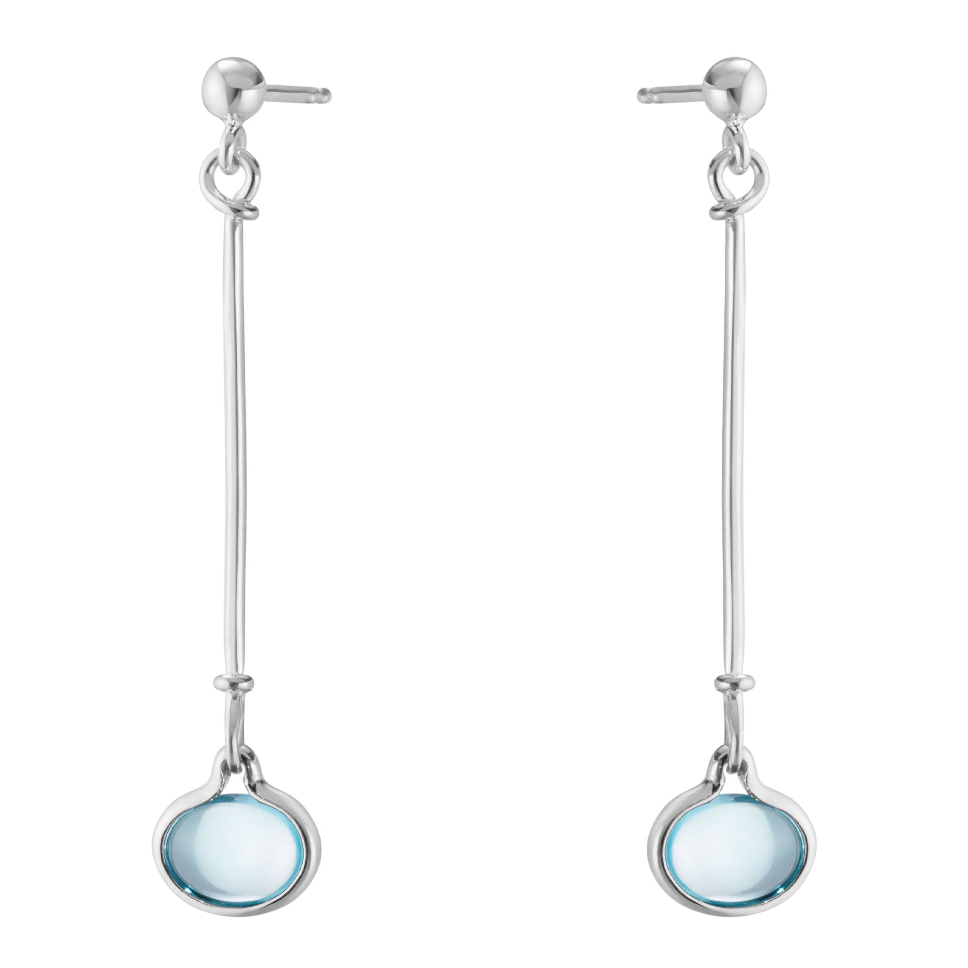 Georg Jensen Torun øreringe i sterlingsølv med blå cabochonslebet topas