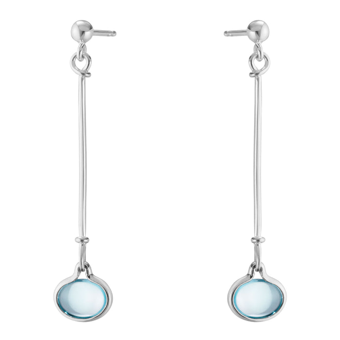 Georg Jensen Torun øreringe i sterlingsølv med blå cabochonslebet topas