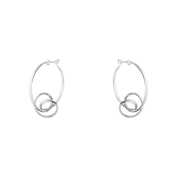 Georg Jensen Torun øreringe i 925 sterlingsølv med sammenflettede ringe 33 mm