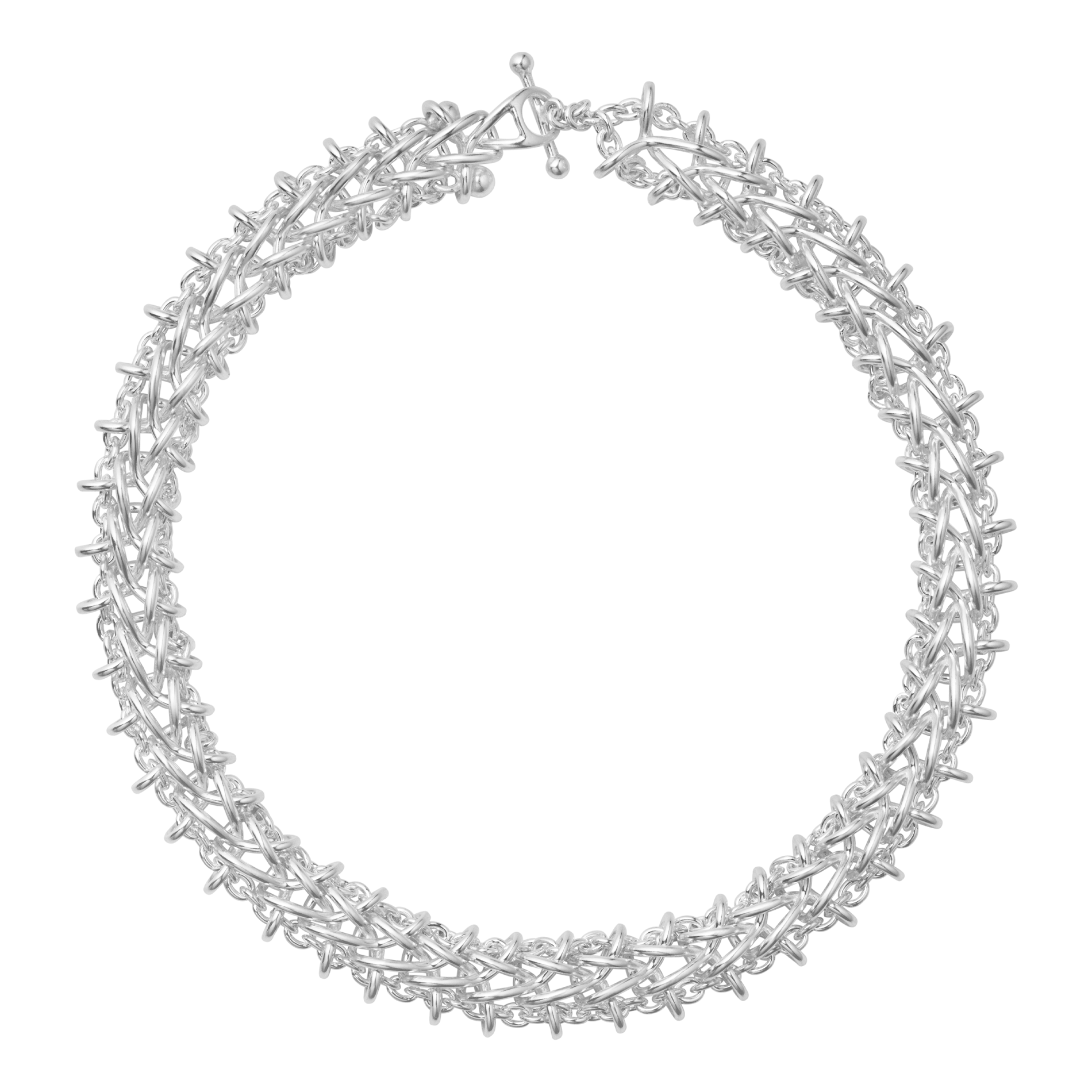 Georg Jensen Weft halskæde i sterlingsølv med dobbelte vævede led