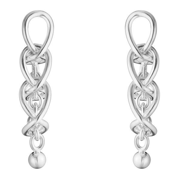 Georg Jensen Weft øreringe i sterlingsølv med tre led og kugle