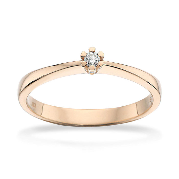 Solitaire diamantring i 8 karat guld med 1 diamant 0,03 carat