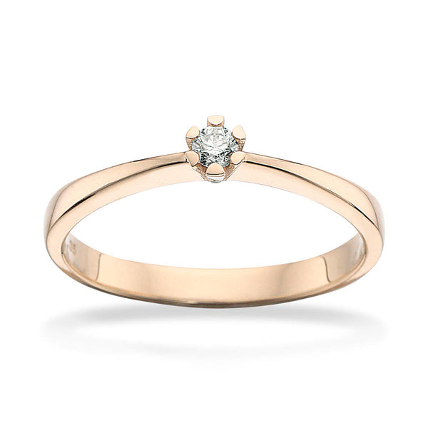 Solitaire diamantring i 8 karat guld med 0,05 carat diamant