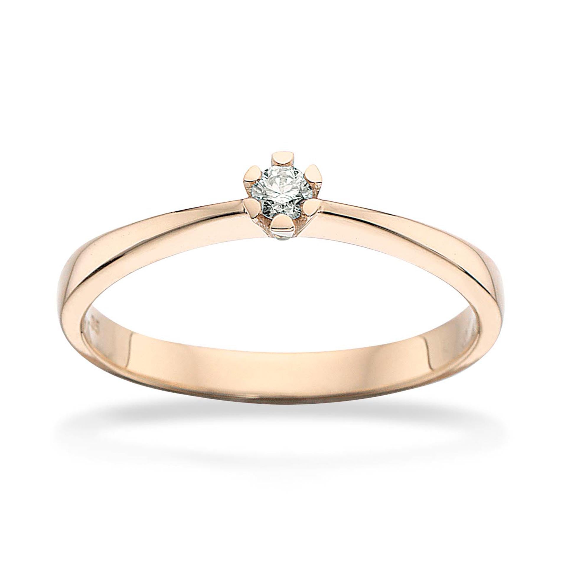 Solitaire diamantring i 14 karat guld med 0,05 carat diamant