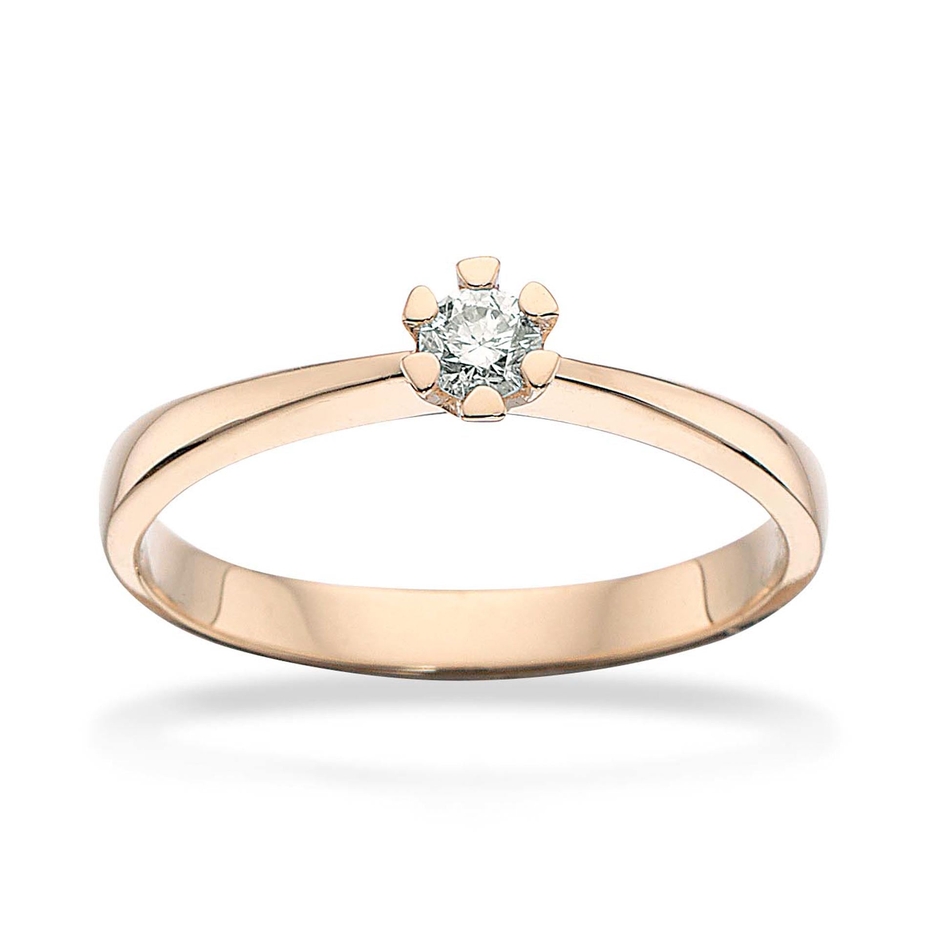 Solitaire diamantring med 0,10 carat i 14 karat guld