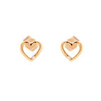 Hjerte ørestikker i 14 kt. guld med 0,018 ct. diamanter i åbent hjertedesign