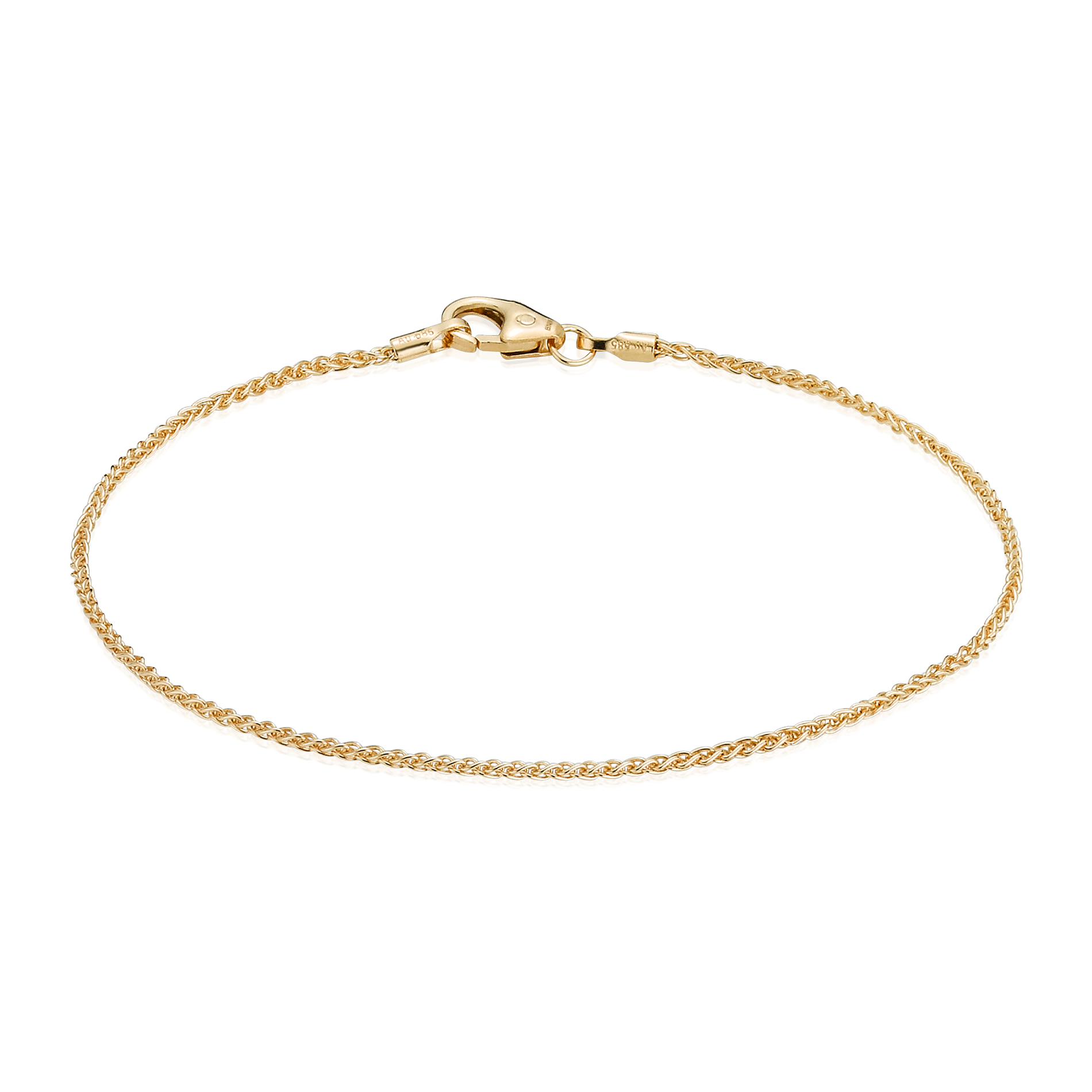 Hvede armbånd i 14 kt guld med tæt flettet kædedesign