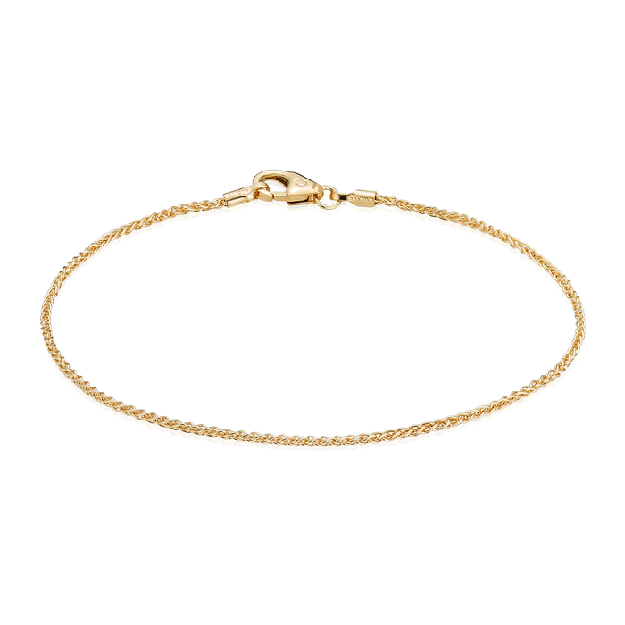 Hvede armbånd i 14 kt guld med tæt flettet kædedesign
