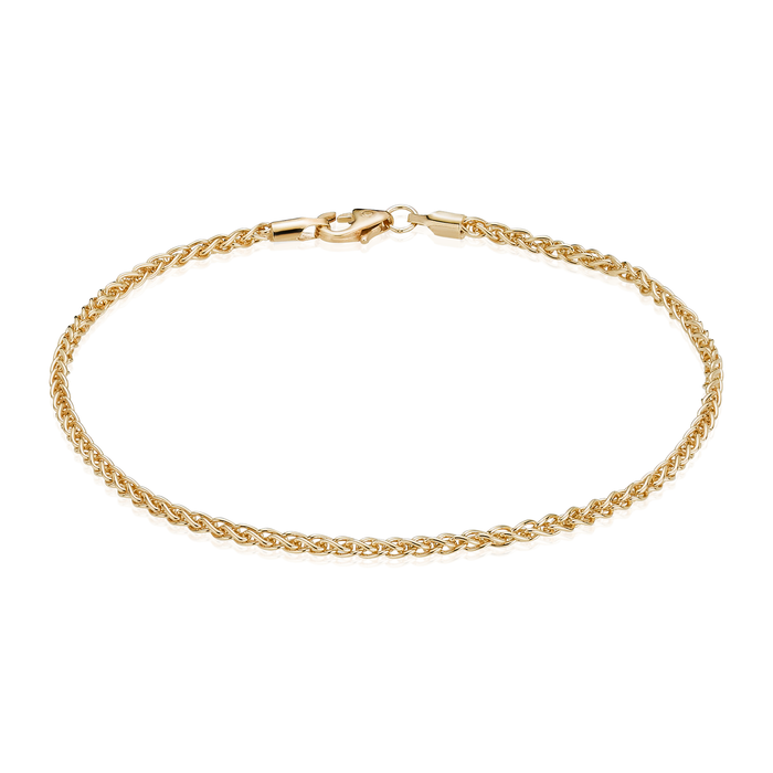 Hvede armbånd i guld med ensartet og struktureret kæde