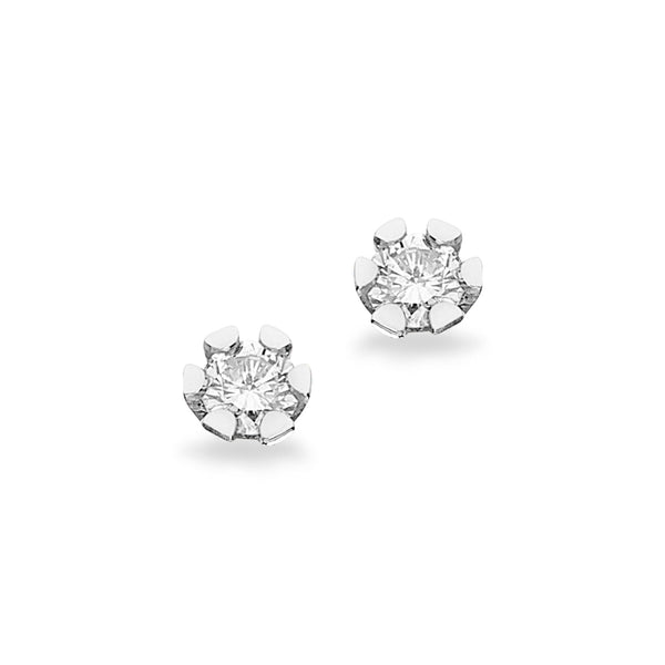 Solitaire diamantørestikker i hvidguld med 0,10 carat diamanter