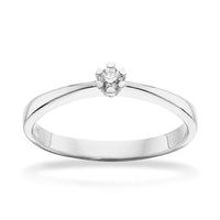 Solitaire diamantring i hvidguld med 0,05 carat diamant