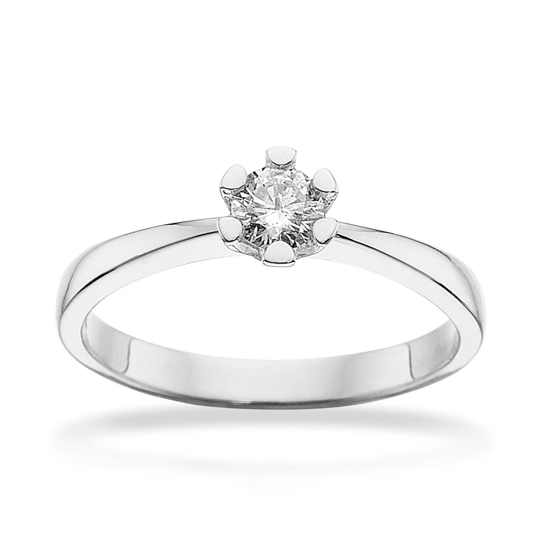 Solitaire diamantring med 0,25 carat diamant i hvidguld