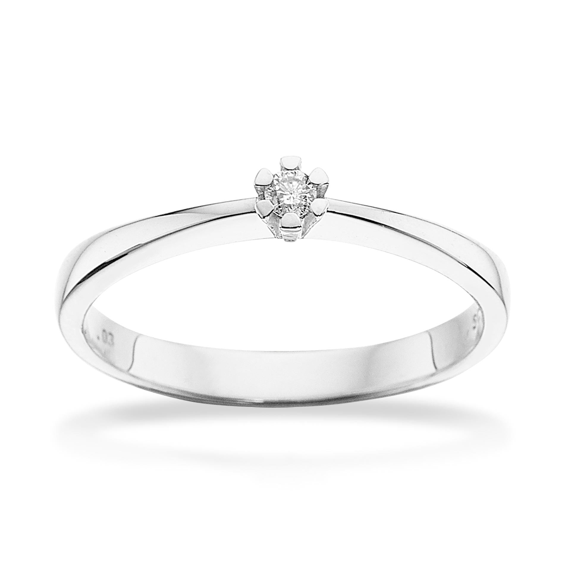 Solitaire diamantring i 14 karat hvidguld med 0,03 carat diamant