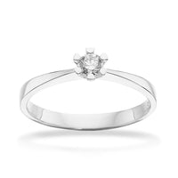 Solitaire diamantring med 0,15 carat diamant i hvidguld