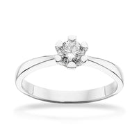 Solitaire diamantring i hvidguld med 0,35 carat diamant