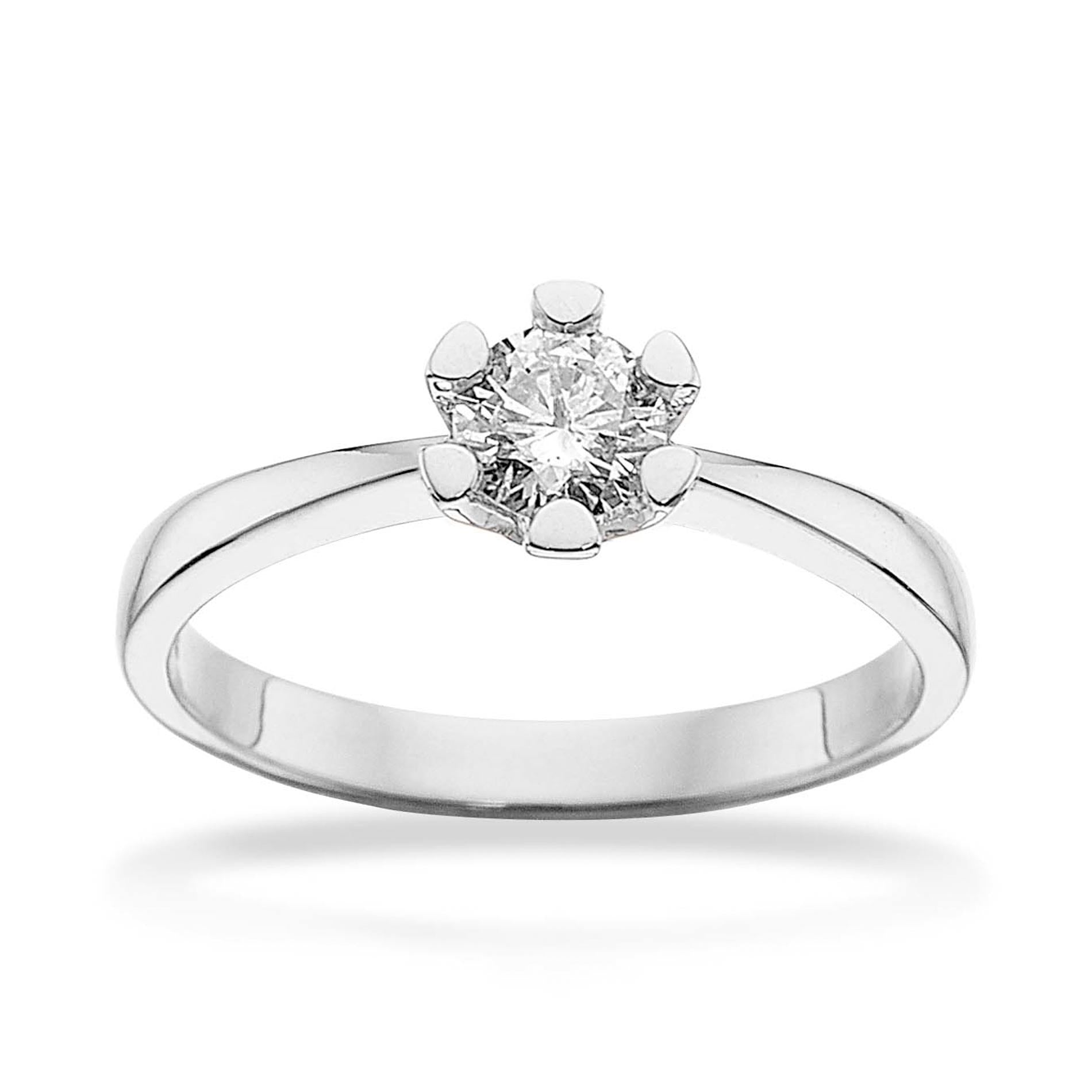 Solitaire diamantring i hvidguld med 0,40 carat diamant