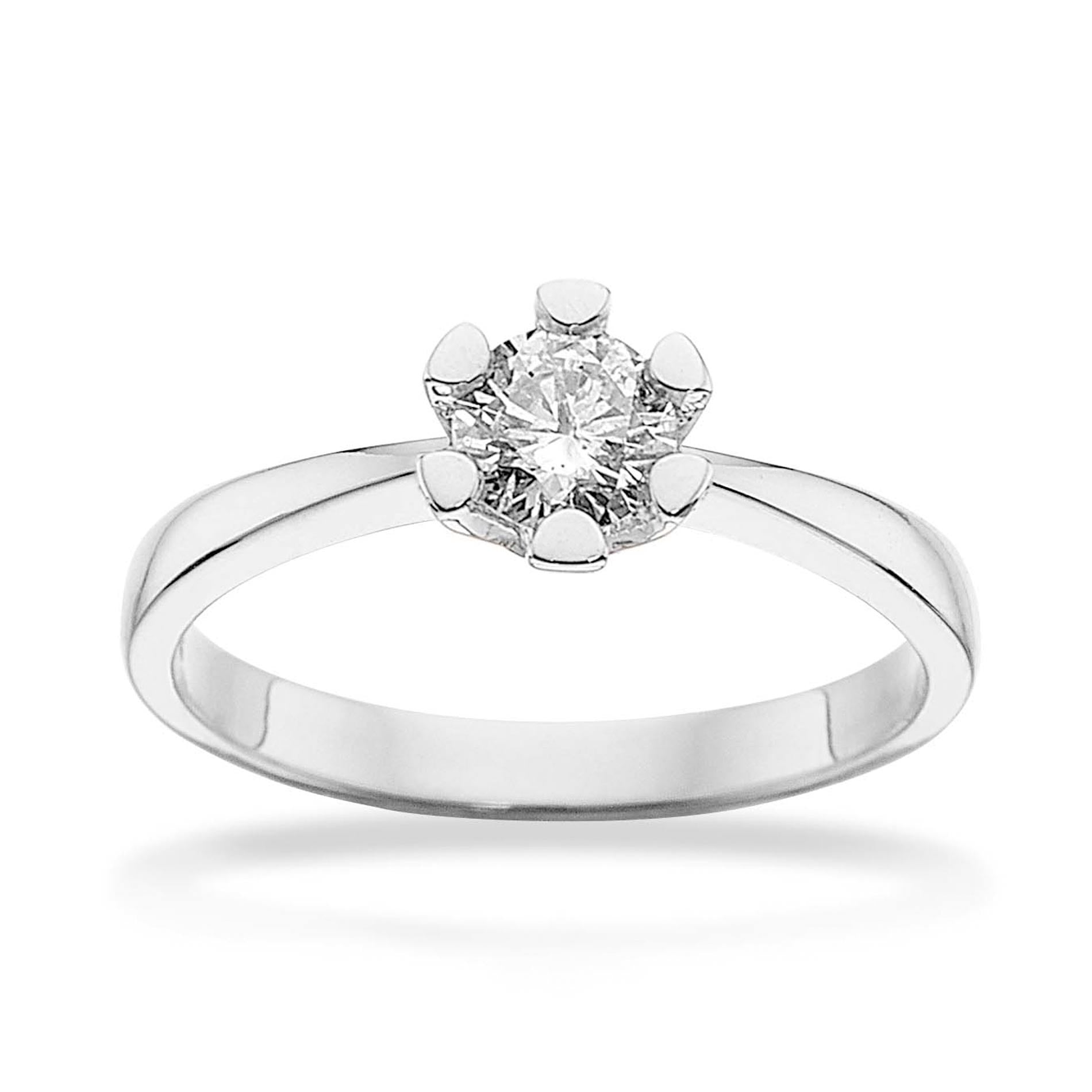 Solitaire diamantring i hvidguld med 0,50 carat diamant