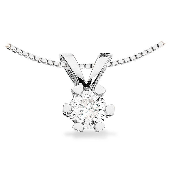 Solitaire diamantvedhæng i hvidguld