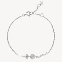 Izabel Camille Romance armbånd i rhodineret sølv med ferskvandsperle, hjerte og zirkonia