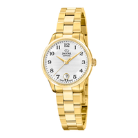 Jaguar D. Acamar Classic dameur 29 mm J1047/C i guldfarvet stål med hvid urskive, arabiske tal, safirglas og datovisning
