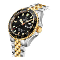 Jaguar Diver Ceramic J1055/1 set skråt fra siden med guldfarvet skruekrone