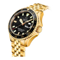 Jaguar Diver Ceramic J1056/1 set skråt fra siden med guldfarvet skruekrone