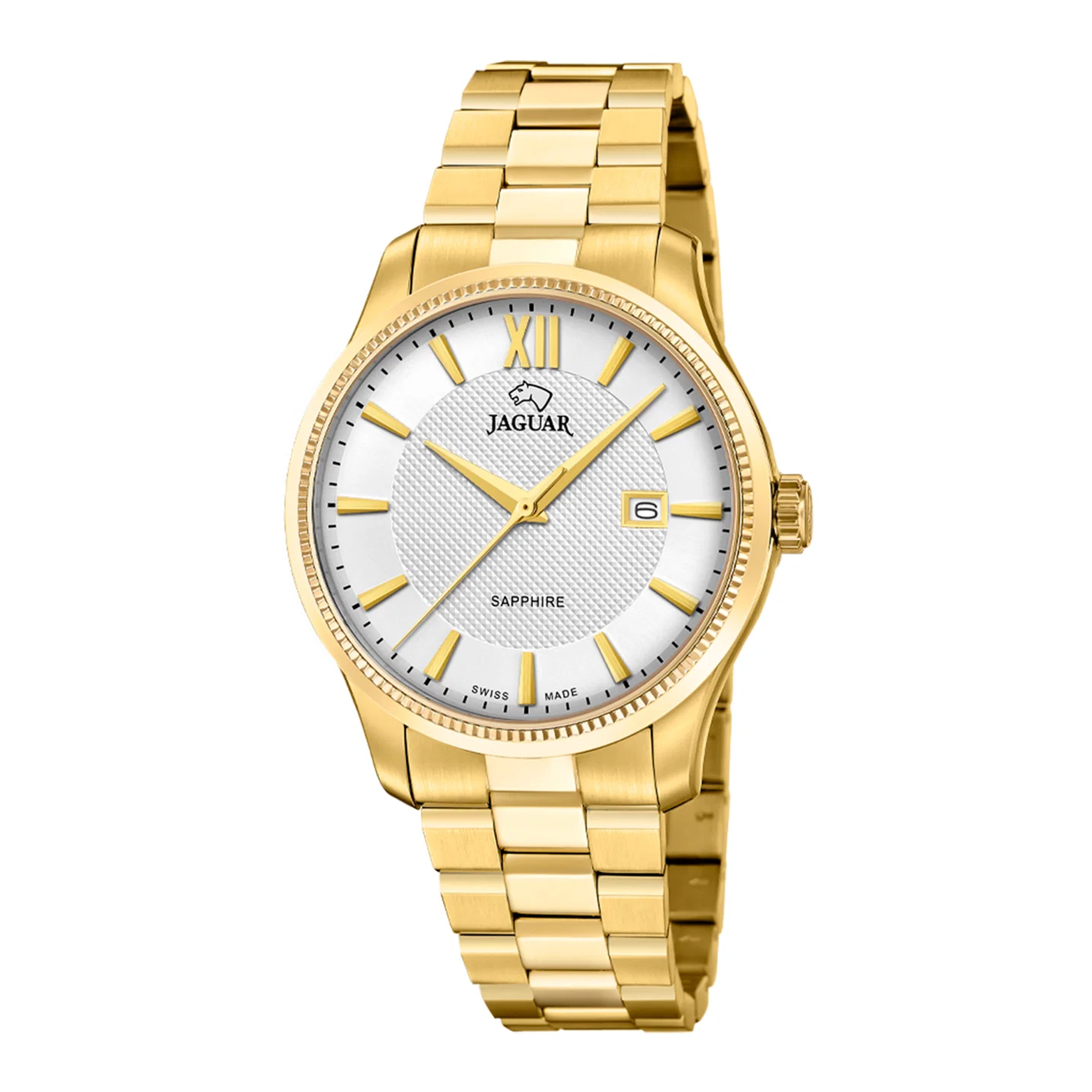 Jaguar H. Acamar Classic herreur 40 mm J1044/1 i guldfarvet stål med sølvfarvet urskive og safirglas