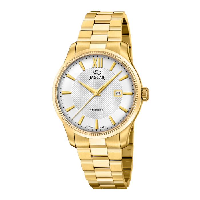 Jaguar H. Acamar Classic herreur 40 mm J1044/1 i guldfarvet stål med sølvfarvet urskive og safirglas