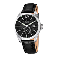 Jaguar H. Stål 100 m Safir herreur 43 mm J663/4 med sort urskive og sort læderrem