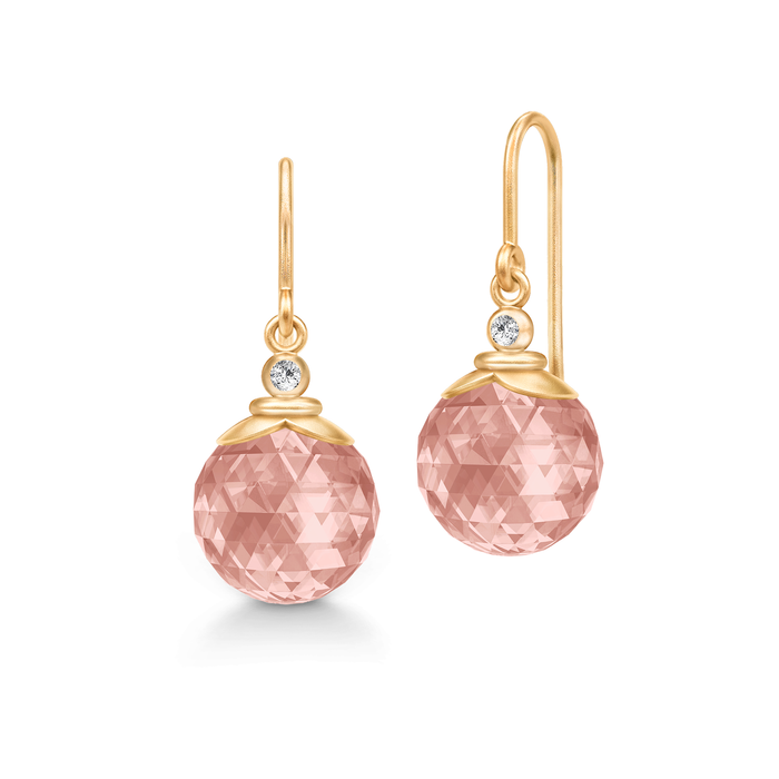 Julie Sandlau Berry øreringe med turmalin rosa krystal og zirkonia i 22 karat forgyldt sterlingsølv