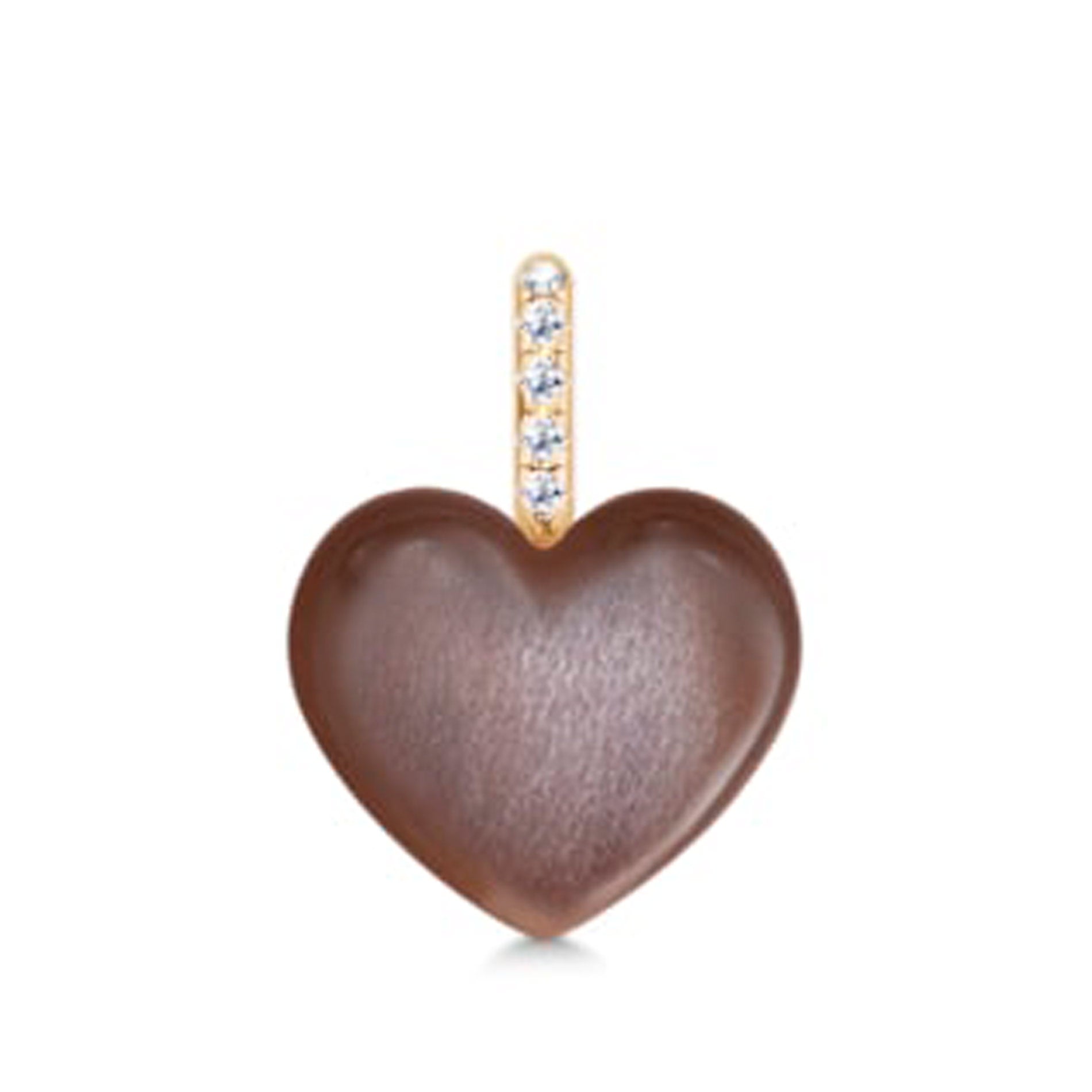 Julie Sandlau Luna Love vedhæng i 14 karat guld med Chocolate Moonstone og diamanter