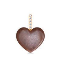 Julie Sandlau Luna Love vedhæng i 14 karat guld med Chocolate Moonstone og diamanter