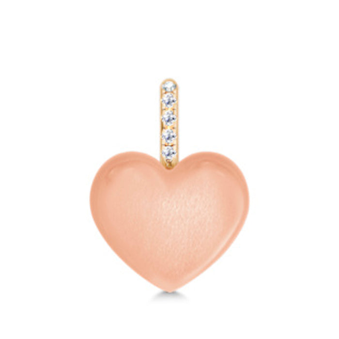 Julie Sandlau Luna Love vedhæng i 14 karat guld med Rosy Moonstone og diamanter