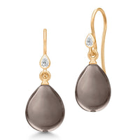 Julie Sandlau Prima Ballerina øreringe i 22 karat forgyldt sølv med pæreformet Smokey Crystal og zirkonia
